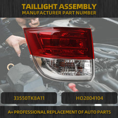 Halogen Left Tail Light Assembly Compatible with 2014-2017 Honda Odyssey Taillight Rear Lamp Driver Side Bulb Included Replace#HO2804104 33550TK8A11