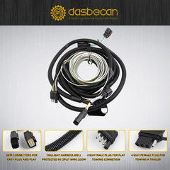 58964 Towed-Vehicle RV Wiring Harness Kit Compatible with 2018-2024 Jeep Wrangle JL, 2020-2024 Jeep Gladiator All Dinghy Towing Front Wiring Harness for Flat Tow with 4-Pin Flat Trailer