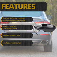 Left Driver Side Door Mirror Compatible with Honda Accord EXL Hybird Touring 2018-2022 Power | Heated | Blind Spot Detection |Turn Signal | HO1320330 76251TVAA31ZJ, (8Pins-Black)