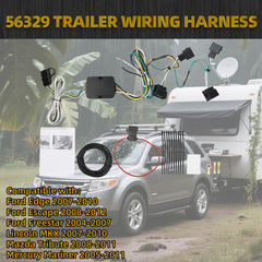 56329 Trailer Wiring Harness Compatible with Ford Escape Edge Freestar Mercury Mariner Mazda Tribute Lincoln MKX 4-Pin Connector Towing Wiring Kit