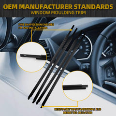 4Pcs Window Moulding Trim Seal Belt Weatherstrip Compatible with Toyota Sequoia 2008-2020 Rubber Door Trim Kit Replace# 68163-0C031 68164-0C031 68160-0C020 68210-0C020