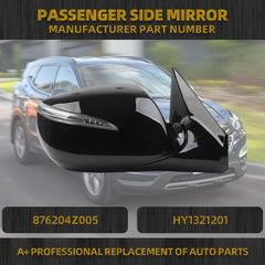 Passenger Side Mirror Compatible with 2013-2018 Hyundai Santa Fe Sport with Heated Power Glass Turn Signal Manual Folding Mirror Black Replace#876204Z005 HY1321201 6 Pins
