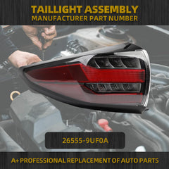 Left Driver Side Tail light Compatible With 2019-2024 Nissan Murano Full LED Rear Light Replace #26555-9UF0A