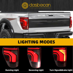 Left Driver Side LED Tail Light Assembly W/Blind Spot (Module Not Included) Compatible with 2024 2025 Ford F150 Lariat Raptor Platinum Replace RL3Z-13405-B RL34-13B505-CD
