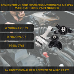Engine Motor and Transmission Bracket Kit Compatible with 2011-2017 Hyundai Elantra Accent Veloster Kia Forte/Forte Koup Replace# 7062 9797 A71004 7065 9761 A71020 7090 9758 A71029