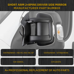 Left Driver Side Mirror Replacement CH1320376 for Ram Promaster 1500 2500 3500 2014-2019 Heated Power Glass Manual Fold Turn Signal Light Temperature Sensor Short Arm 8+2 Pins 55VE99JXWAE
