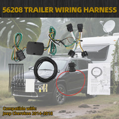 56208 Trailer Wiring Harness Compatible with Jeep Cherokee 2014-2018 4-Pin Connector Towing Wiring Kit