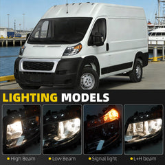 Driver Side Headlight Assembly W/O DRL Compatible with 2014-2022 Ram Promaster 1500 2500 3500 Front Left Headlamp Replace# 4725945AK CH2502254(5 Pins)