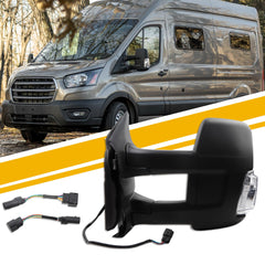 Dasbecan Side Mirror Compatible with 2008-2017 GMC Savana Chevy Express Power Heated/Electric Adjusted Glass/Intergrated Turn Light/Manual Folding, Black Texture (8pins)
