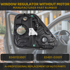 Rear Right Window Regulator Without Motor Compatible with 2016-2020 Hyundai Tucson Replaces# 83481D3001 83481-D3001