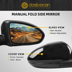Passenger Right Side Mirror Assembly Compatible with 2011-2016 Chevrolet Chevy Cruze Limited Non-Heated Power Glass Manual Folding Rear View Mirror Black 3 Pins GM1321420