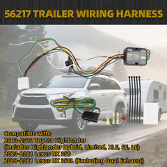 56217 Trailer Wiring Harness Compatible with Toyota Highlander 2008-2019 4-Pin Connector Towing Wiring Kit