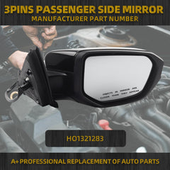 Right Passenger Side Door Mirror Compatible with Honda Civic 2016-2021 Power Glass Non-Heated Manual Folding Paint to Match Replaces 76208TBAC03ZA HO1321283 Black 3Pins (For US Built Models)