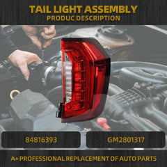 Tail Light Assembly Rear Lamp LED Type Compatible with 2021 2022 2023 GMC Yukon / Yuon XL Right Passenger Side 84816393 GM2801317