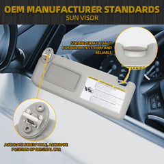 Left Driver & Right Passenger Side Sun Visor Compatible with 2013-2018 Toyota Rav4 (4th Gen XA40) Sunvisor (Gray) Replace 74320-42595 74310-42593
