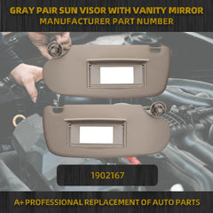 Pair Sun Visor W/Mirror Compatible with Dodge Ram 1500 2500 3500 2002 2003 2004 2005 2006 2007 2008 2009 Replaces# 1902167 (Not extendable)