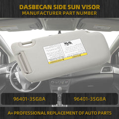 Left Driver Side Sun Visor W/O Light Compatible with Nissan Sentra 2013 2014 2015 2016 2017 2018 2019 Replaces# 96401-3SG8A | Sun Protection Shade | Makeup Mirror | Gray