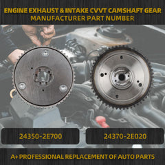 Engine Exhaust and Intake CVVT Timing Camshaft Gear 2.0L Compatible with 2017-2022 Hyundai Elantra Kona Veloster Kia Forte Soul Seltos Replaces 24370-2E020 24350-2E700