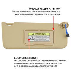 Beige Left Driver Side Sun Visor with Light Compatible with Honda Accord 2008-2017 Replaces# 83280-TA5-A51ZA