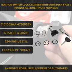 Ignition Switch Lock Cylinder with Door Lock & 2 Keys Compatible with Jeep Wrangler YJ Cherokee XJ Comanche Grand Cherokee ZJ, Dodge Viper Dakota 1990-1995 Replaces# 17250.05 924-908 4720929K