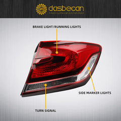 Right Passenger Side Tail Light Assembly with Bulb Compatible with 2013 2014 2015 Honda Civic 4-Door Sedan Brake Rear Lamp Replaces# HO2805102 33500-TR0-A51