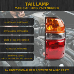 Rear Tail Light Brake Lamp Assembly Passenger Right Side Compatible with Toyota Tacoma 2001-2004 Replaces OEM# 8155004060 TO2801139