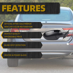 Right Passenger Side Door Mirror Compatible with Honda Accord Sport Hybrid EX 2018-2022 Power | Heated | Blind Spot Detection | 76208-TVA-A22, HO1321329, Side View Mirror (7Pins-Black)