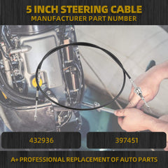 5' Steering Cable Compatible With Johnson Evinrude Electric Trolling Motor Replace 432936 397451