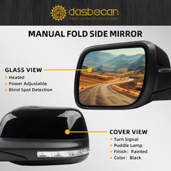 Left Driver Side Mirror Compatible with Ford Explorer 2011-2019 Power Glass Heated with Turn Signal Light Puddle Lamp Blind Spot Detection BSD Rearview Mirror Black 9Pins