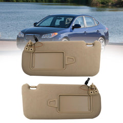 Left Driver & Right Passenger Side Sun Visor Sun Shade with Light | Makeup Mirror | Compatible with Hyundai Elantra 2007 2008 2009 2010 Replace# 852012H0208M(Beige)