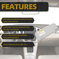 Gray Right Passenger Side Sun Visor Replacement with Vanity Mirror Compatible with 2014 2015 2016 2017 2018 2019 Mazda3 2014 2015 2016 2017 2018 Mazda6 Visit the Dasbecan Store