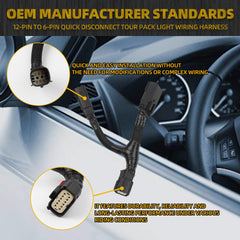 12-Pin to 6-Pin Quick Disconnect Tour Pack Light Wiring Harness Compatible with 2023 2024 Harley Davidsom CVO Street Glide, Road Glide ST Models, Replace# 67801128 67801129