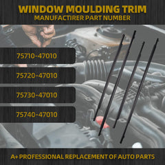 Weatherstrip Window Seal Car Window Moulding Trim 4pcs Compatible with Toyota Prius 2004-2009 Replaces# 75710-47010 75720-47010 75730-47010 75740-47010