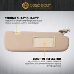 Beige Right Passenger Side Sun Visor Compatible with Hyundai Elantra 2011 2012 2013 2014 2015 Replaces# 852203X000TX
