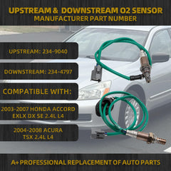 Oxygen Sensor 234-4797 234-9040 2PCS Compatible with Honda Accord EX LX DX SE 2003-2007 2.4L, Acura TSX 2004-2008 2.4L, Upstream & Downstream