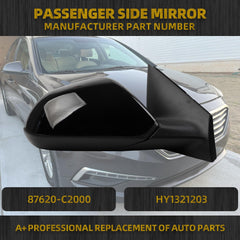 Right Passenger Side Door Mirror Compatible with 2015-2017 Hyundai Sonata with Heated Power Glass Manual Folding Black Painted Replace# 87620-C2000 HY1321203 5 Pins
