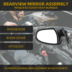 Right Passenger Side Mirror Replacement Compatible with Hyundai Tucson 2016 2017 2018 8Pins Power Heated Turn Signal Blind Spot 87620D3430 87620-D3430 HY1321231 RH