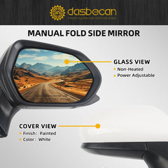 Passenger Side Door Mirror Compatible with Toyota Camry 2018-2022 Power Adjustment Manual Fold Non-Heated Painted White Right Rearview Mirror Assembly Replace TO1321366 87910-06800 3Pins