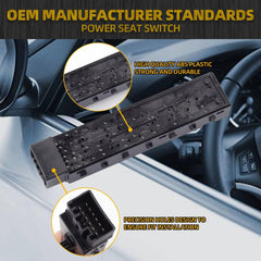 Right Passenger Side Adjustment Power Seat Switch Compatible with Ford 2006-2019 Lincoln 2006-2019 Mercury 2006-2011 Replace# 9L3Z-14A701FA 6H6Z14A701FA