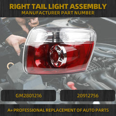 Passenger Side Tail Light Assembly Compatible with GMC Acadia 2007-2012 Rear Right Outer Tail Lamp Replaces# 20912756 GM2801216 W/Light Bulbs (4PINS)