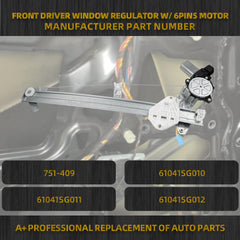 Front Driver Side Power Window Regulator with Motor Assembly Comptible with Forester 2014-2018 Replace #751-409(6Pins)