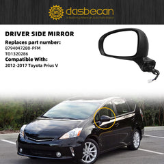 Driver Side Mirror Compatible with 2012-2017 Toyota Prius V Heated Power Glass Manual Fold Left Door Mirror #T01320286 8794047280-PFM (5PINS)