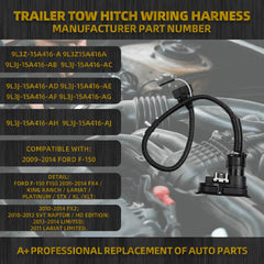 9L3Z15A416A Trailer Tow Hitch Wiring Harness Compatible with 2009-2014 Ford F150 2009-2014 FX4 / King Ranch/Lariat/Platinum/STX/XL/XLT OE# Replaces 9L3J-15A416-AB