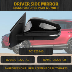 Driver Side Door Mirror Compatible with 2016 2017 2018 Toyota RAV4 Heated Power Adjustable Manual Fold Spotter Mirror W/Turn Signal Rear View Left Black 7 Pins TO1320346