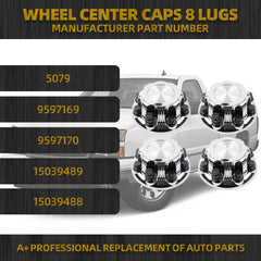 4PCS Wheel Center Caps& 8 Lugs Compatible with Chevrolet Avalanche 2500 2002-2006 Replaces 5079 15039489 15039488 9597169
