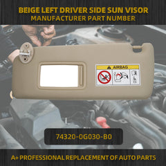 Beige Left Driver Side Sun Visor Compatible with 2010-2023 Lexus GX460 2009-2023 Toyota Land Cruiser Prado KDJ155 /KDJ150 Replace# 74320-0G030-A0