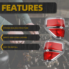 Silver Pair Rear Tail Lights Brake Lamps Assembly Compatible with 2009-2014 Ford F150 SVT Replaces# FO2818148 FO2819148 FO2818150 BL3Z13405AA BL3Z13405B BL3Z13404B BL3Z13405AA