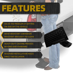 Rear Bedstep Retractable Bumper Side Step Compatible with 2009-2018 RAM 1500 2010-2018 RAM 2500 3500(Excludes Dual Exhaust& Ecodiesel Models) Replace#75306-01A