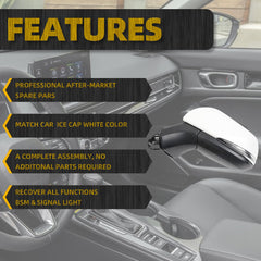 8Pins Left Side Mirror Compatible with 2019-2024 Toyota Rav4 Driver Side View With Power Heated Turn Signal Blind Spot Indicator Super White Replaces# 879400R271 TO1320384