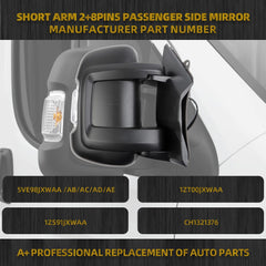 Passenger Right Side Mirror Replacement CH1321376 for Ram Promaster 1500 2500 3500 2014-2019 Heated Power Glass Manual Fold w/Turn Signal Light Short Arm 8 Pins 5VE98JXWAE